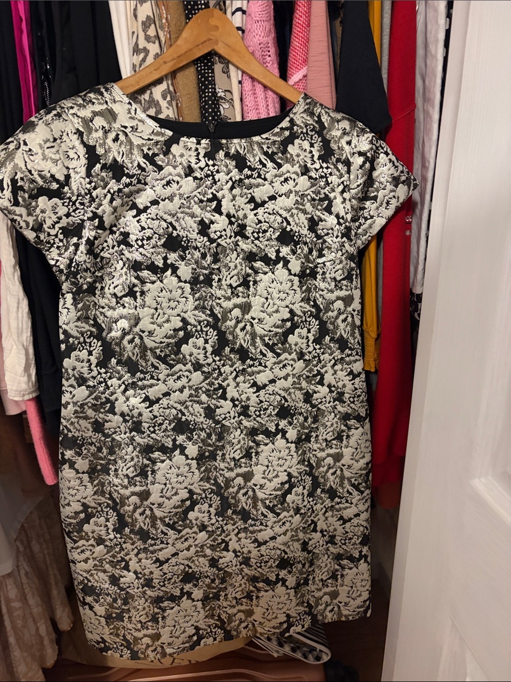 Xhilaration Black and White Floral Jacquard Midi Dress